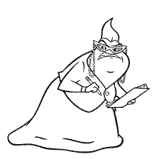 coloring page: Drawing of the Angry Aunt from the cartoon Monsters Corporation