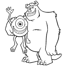 coloring page: Mike and Sally of the Monsters Corporation in a coloring book