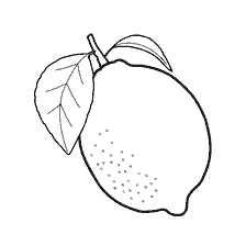 pagina da colorare: Disegno di limone con foglie per la colorazione