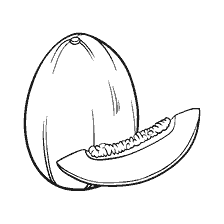 pagina da colorare: Contour melon colorazione con una fetta disegnata