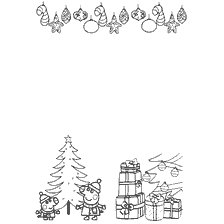 página para colorir: Carta ao Papai Noel com &aacute;rvore de Natal e presentes