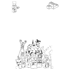 página para colorir: Carta ao Papai Noel com personagens LEGO