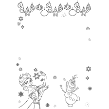 página para colorir: Imagem colorida de Elsa e Olaf, uma carta ao Papai Noel