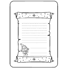 página para colorir: Carta ao Papai Noel com Elementos de Ano Novo