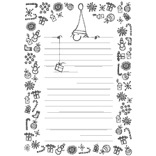 página para colorir: Carta ao Papai Noel com Elementos de Ano Novo