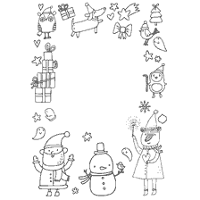 página para colorir: Carta ao Papai Noel com Elementos de Ano Novo