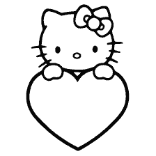 coloring page: Hello Kitty with a valentine heart