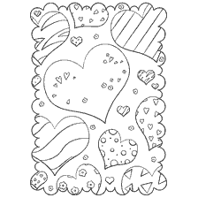 coloring page: A card with hearts to color for Valentine's Day