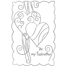 coloring page: Postcard with hearts and the inscription "Be my Valentine"