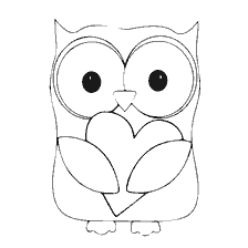 coloring page: Owl with Heart on Valentine's Day