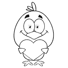 coloring page: Chicken holding a heart for Valentine's Day
