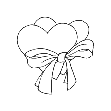 coloring page: Drawing two hearts with a bow for Valentine's Day