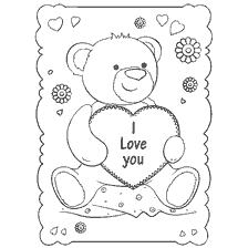 coloring page: Valentine's Day Coloring with a Bear and Heart