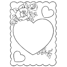 coloring page: Valentine's Day Coloring with Heart and Flowers