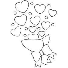 coloring page: Coloring a bouquet of hearts for Valentine's Day