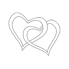coloring page: Drawing two intertwined hearts for Valentine's Day coloring