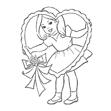 coloring page: The Girl with Valentine's Day Coloring