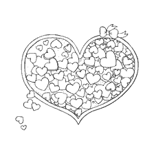 coloring page: Heart-shaped coloring with small hearts inside