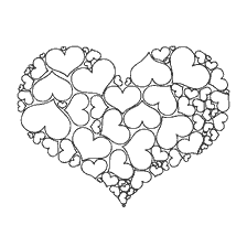 coloring page: Coloring with the image of a heart consisting of many small hearts
