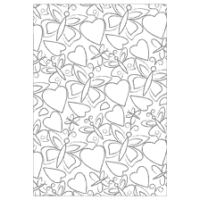 coloring page: Coloring with hearts and butterflies for Valentine's Day