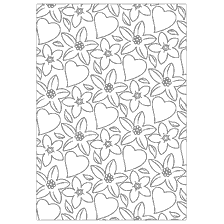 coloring page: Coloring with hearts and flowers for Valentine's Day