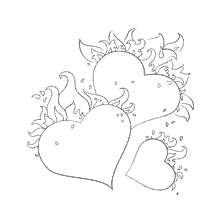 coloring page: Coloring for Valentine's Day with burning hearts