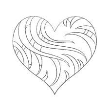 coloring page: Contour image of the heart with wavy patterns for coloring