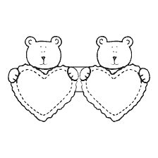 coloring page: Two Bears with Hearts for Valentine's Day Coloring