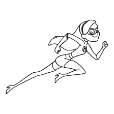 coloriage: Dessin Violettes du dessin animé Super Famille dans un costume de héros