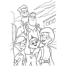 coloriage: Dessin pour colorier Superfamille avec personnages principaux