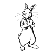 pagina da colorare: Colorazione della sorella minore di Peter Rabbit, Pixie, in piedi sulle gambe posteriori.