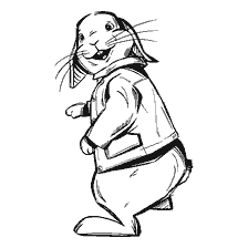 pagina da colorare: Disegno del coniglio di Benjamin Bunny in una giacca