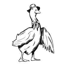 pagina da colorare: Duck Jemima in un cappello e con un arco