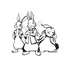 pagina da colorare: Immagine da colorare con Peter Rabbit e i suoi amici