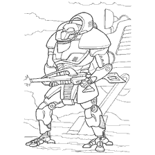 kleurplaat: Een cyborg kleuren met wapens uit de toekomst