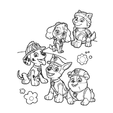 pagina da colorare: Colorare con i personaggi della Puppy Patrol: cuccioli in pose divertenti