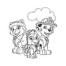 pagina da colorare: Puppy Patrol: Everest, Skye e Marshal su Libro di colorazione