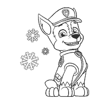 pagina da colorare: Colorazione del Puppy Patrol Rider con fiocchi di neve