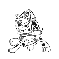 pagina da colorare: Pittura di Marshall Puppy Patrol cucciolo in uniforme di fuoco