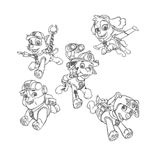 pagina da colorare: Puppy Patrol: Rocky, Skye, Marshal, Fortress, Zuma