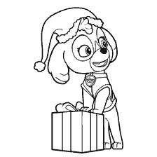 pagina da colorare: Skye dipinto da Puppy Patrol con un regalo
