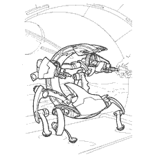 kleurplaat: Tekening van een robotvernietiger uit de oorlog van de toekomst
