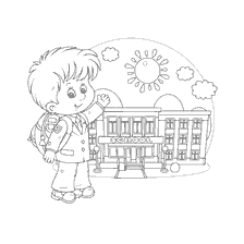 página para colorir: Colorir um primeiro graduador na escola para o Dia do Conhecimento