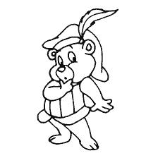 coloriage: Coloration des ours gommy dans un costume avec une plume