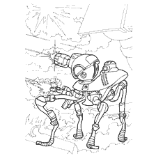 kleurplaat: De Cyborg met vier tenen uit de oorlog van de toekomst