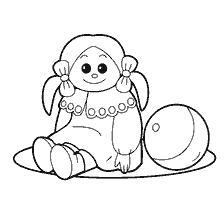 раскраска: Раскраска: куколка с мячиком для детей