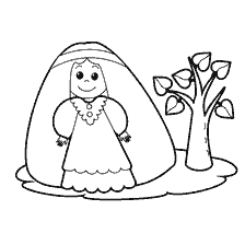 раскраска: Раскраска с девочкой у дерева