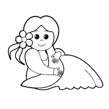 раскраска: Раскраска с девочкой с длинными волосами и цветком