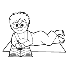 раскраска: Рисунок девочки, читающей книгу