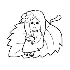 раскраска: Раскраска девочки-Дюймовочки на листе